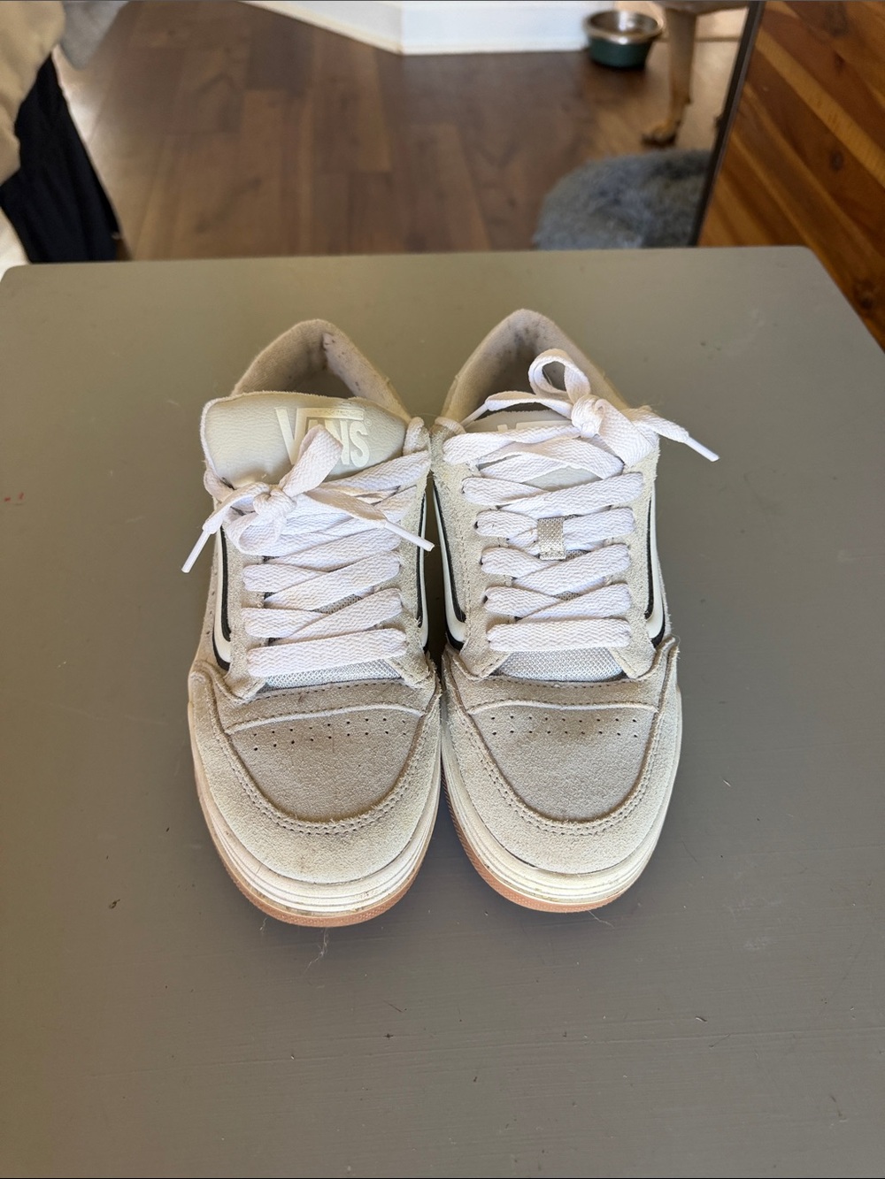 Vans Women's Off-White Suede & Canvas Low-Top Sneakers